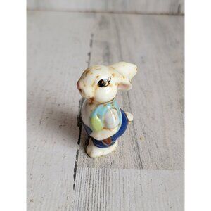 Miniature speckled white Easter bunny home decor figure vintage